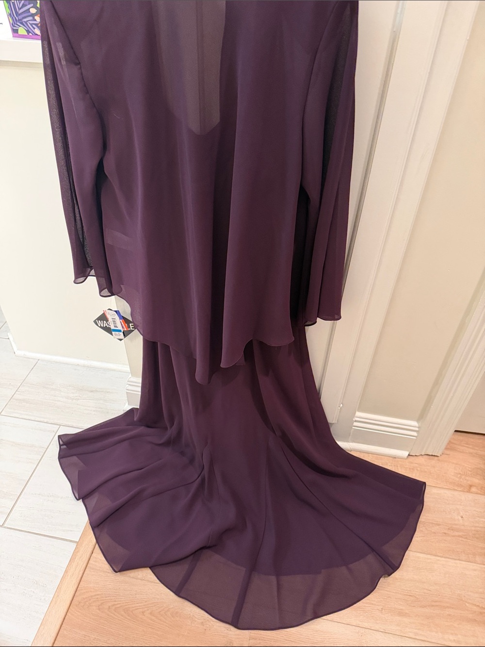 R & M Richards Deep Plum Beaded Evening Maxi with Sheer Jacket Mother of Bride - Picture 13 of 14
